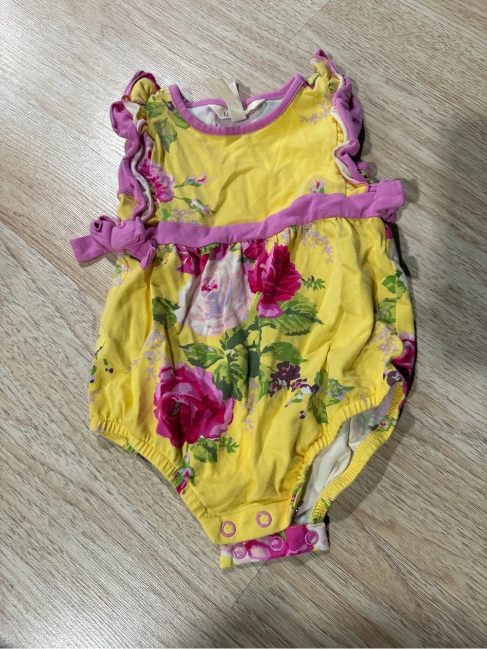 Matilda Jane Yellow Floral One-Piece with Pink Trim